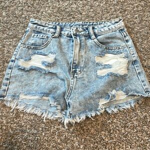 light washed jean shorts